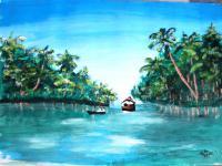 Landscape - Periyar River - Watercolor